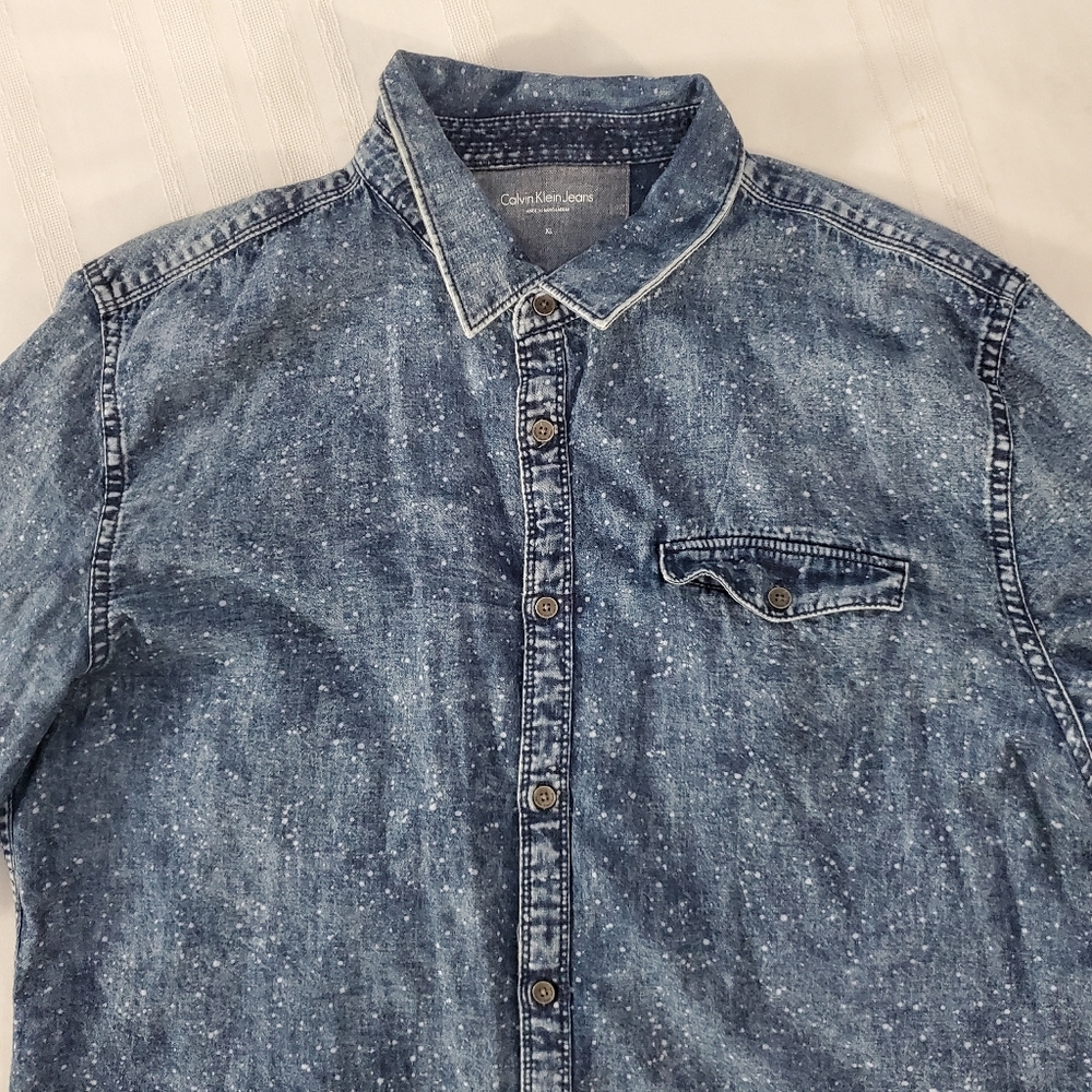 Calvin Klein Jeans Buttons Up 100% Cotton Shirt Size XL - Picture 7 of 8